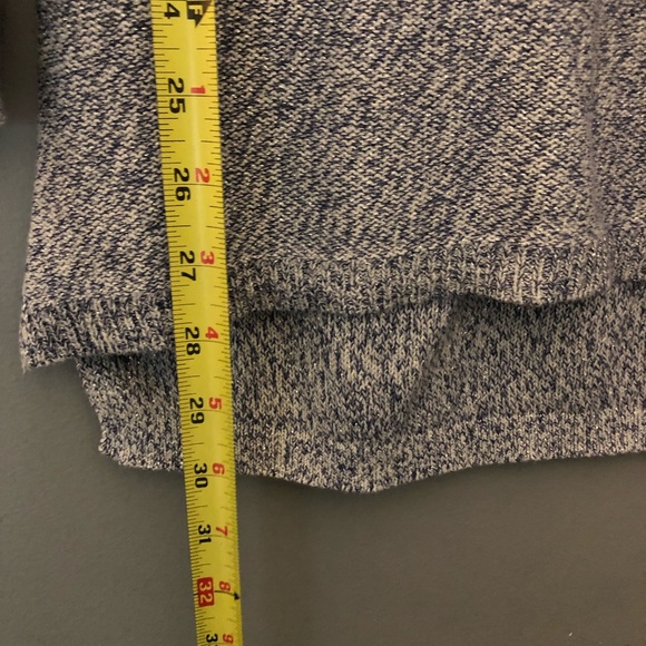 White House Black Market XS V Neck Sweater Silver Embellishments Blue White - Picture 7 of 8